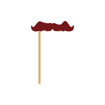 Wall Mural -  - Lush vintage male mustache mask on stick flat vector illustration isolated.