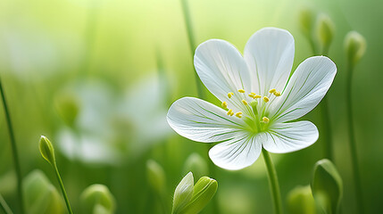 Wall Mural - A close-up of white clover against a blurred background.