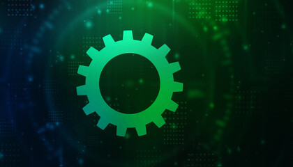 Aufkleber - Process management, optimization operation, fix strategy industry, transmission gears wheel, software update status, Cog Gear Wheel on the technology abstract background