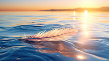 Reflective Waters Cradle Swan Feathers In Graceful Suspension, Composing A Serene And Poetic Snapshot.