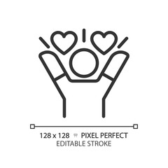Poster - 2D pixel perfect editable black healthy living icon, isolated vector, meditation thin line illustration.