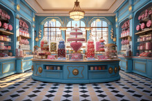 Interior Of Candy Shop With Different Sweets. Generative Ai.