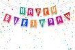 Happy Birthday Banner, card, poster, background with happy birthday texted on it.