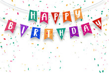 Happy Birthday Banner, Card, Poster, Background With Happy Birthday Texted On It.