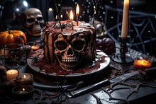 Halloween Scary Monster Cake. Generative Ai.
