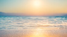 Abstract Summer Vacation: Bokeh Sunset Light On Beach. Generative AI.