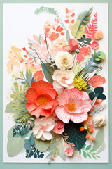 Wall Mural - Hand drawn watercolor floral background. Invite wedding  Colorful flowers and leaves.