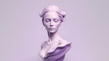 Minimalist Monochrome Bust Of A Beautiful Woman Statue In A Purple Shade