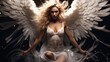Marvelous woman angel with massive wings