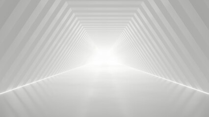 Aufkleber - Abstract white futuristic geometric tunnel, architecture design concept, 3d rendering.