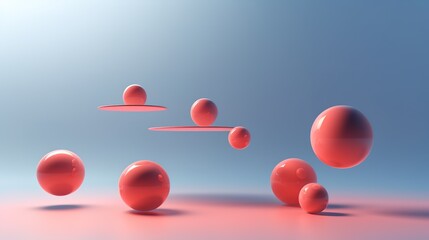 Poster - Floating spheres 3d rendering empty space for product show. Generative AI