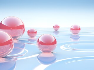 Poster - Floating spheres 3d rendering empty space for product show. Generative AI
