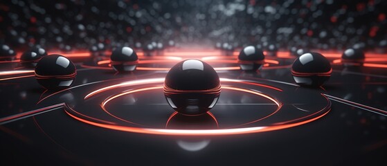 Poster - Floating spheres 3d rendering empty space for product show. Generative AI