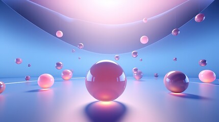 Poster - Floating spheres 3d rendering empty space for product show. Generative AI