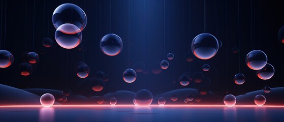 Poster - Floating spheres 3d rendering empty space for product show. Generative AI