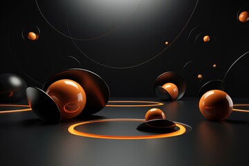Poster - Floating spheres 3d rendering empty space for product show. Generative AI