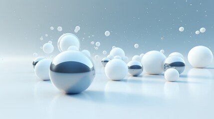 Poster - Floating spheres 3d rendering empty space for product show. Generative AI