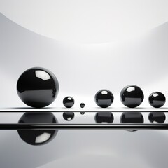Poster - Floating spheres 3d rendering empty space for product show. Generative AI