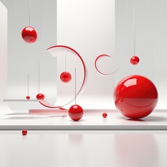 Poster - Floating spheres 3d rendering empty space for product show. Generative AI