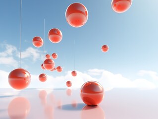 Poster - Floating spheres 3d rendering empty space for product show. Generative AI