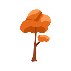 Poster - Autumn tree. Foliage deciduous plant with leaf crown, trunk, stem, branch in fall season. Abstract botanical clipart, flat cartoon vector illustration isolated on white background