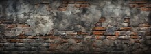 Ancient Wall Background With Soot-blackened, Crumbling Bricks