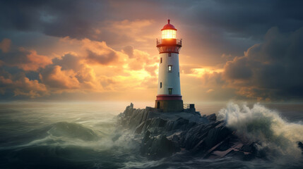 Wall Mural - lighthouse on the coast