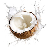 Cracked coconut isolated