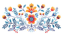 Mexican Flower Traditional Pattern Background. Mexican Ethnic Embroidery Decoration Ornament. Flower Symmetry Texture. Ornate Folk Graphic, Wallpaper. Festive Mexican Floral Motif. Vector Illustration