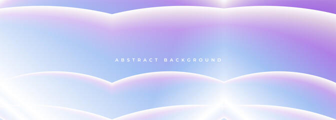 Poster - Wide vector purple and blue abstract background with white transparent waves. Holographic vector illustration