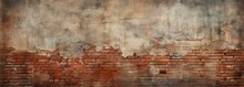 Old Wall Background With Dust-layered, Stained Bricks Bearing The Marks Of Weather And Time
