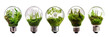 illustration of light bulb with green plant. concept of green energy. Created with Generative AI