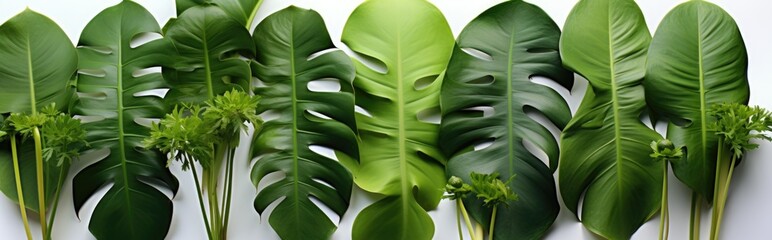 Sticker - tropical green leaves. Generative Ai