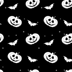 Wall Mural - Halloween Seamless Pattern design with bat and pumpkin