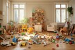 Living room children toys floor. Generate Ai