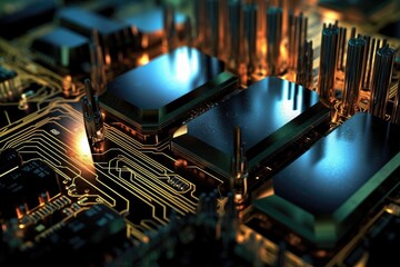 Poster - Fantastic CPU of the future background. Generative AI