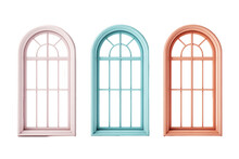 Three Large Window Frames In Various Colors With Panes, Generative Ai