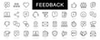 Feedback thin line Icons set. Feedback, Rating, Like, Dislike, Comment editable stroke icon. Vector