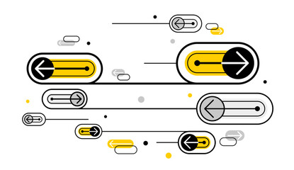 Poster - Abstract technology system connections vector geometric background, future tech dynamic composition, minimalistic modern network with arrows.