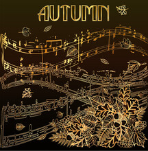 Art Deco Vip Autumn Music Card, Vector Illustration