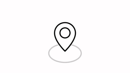 Poster - GPS location pointer animated icon. 4K black on white background. location pointer line icon animation.