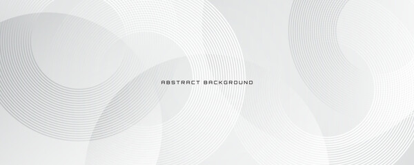 White geometric abstract background overlap layer on bright space with lines effect decoration. Modern graphic design element circles style concept for banner, flyer, card, cover, or brochure