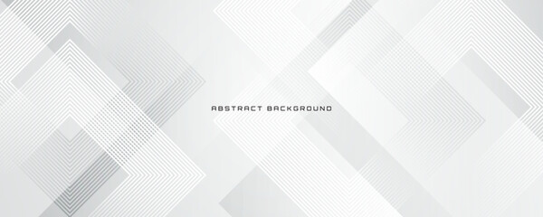 Wall Mural - White geometric abstract background overlap layer on bright space with lines effect decoration. Modern graphic design element rhombus style concept for banner, flyer, card, cover, or brochure