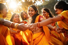 Diwali Young Indian Happy Girls Rejoice In The Holiday