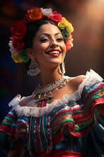 Dancing Girl In Mexican Traditional Clothing 1