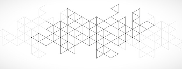 Wall Mural - Technology banner design with hexagons abstract background.