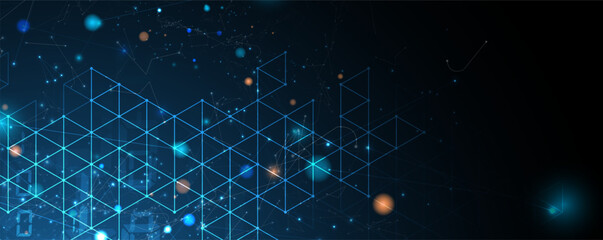 Aufkleber - Technology banner design with hexagons abstract background.