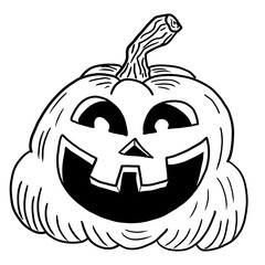 Canvas Print - hand drawn halloween pumpkin with face for a coloring book