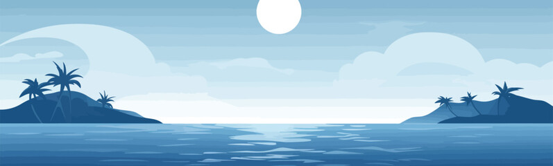 Wall Mural - full moon ocean vector flat minimalistic isolated illustration