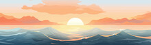 Sunrise Ocean Vector Flat Minimalistic Isolated Illustration